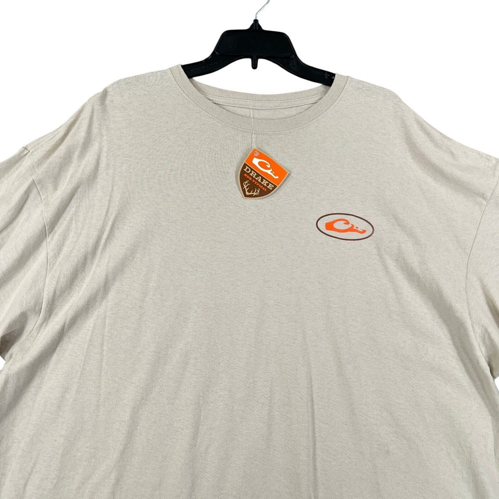 Drake Waterfowl Logo Tee Mens 3XL Putty Short Sleeve Crewneck Outdoor Hunting